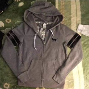 NWT Victoria secret sequins zip up hoodie